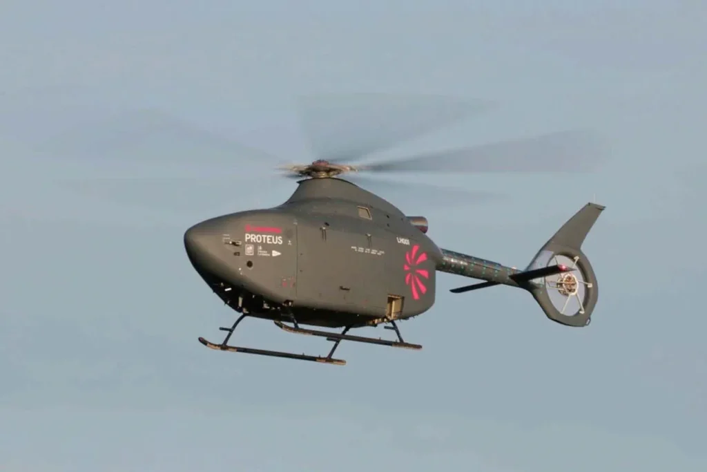 The Royal Navy has reached a pivotal milestone in its transition toward a hybrid fleet with the successful maiden flight of the Proteus, the United Kingdom’s first full-scale autonomous helicopter.