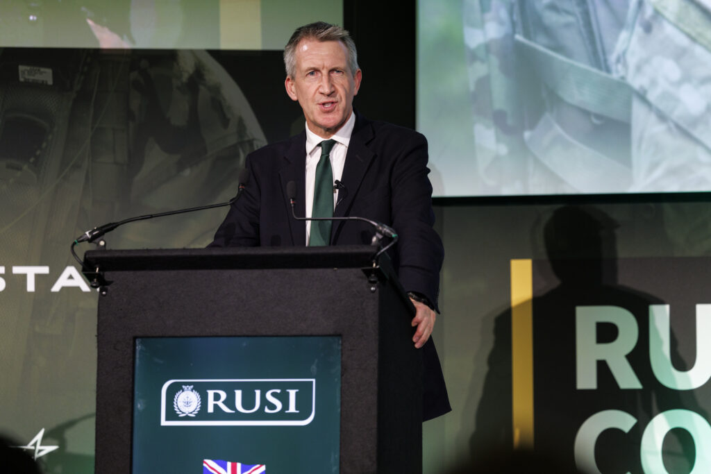 Dan Jarvis MBE MP, speaking at the RUSI Land Warfare Conference just twelve days into the role, set out his priorities for the Defence Investment Plan and signalled major investment in autonomous systems, deep strike capability and the modernisation of UK land forces. UK MOD © Crown copyright 2026